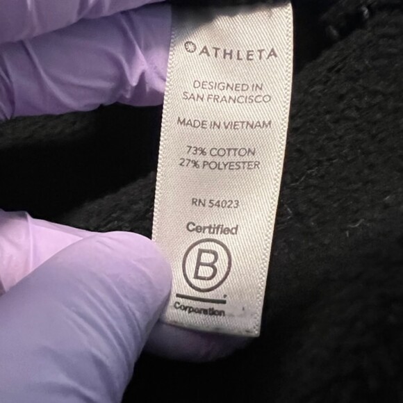 Athleta Womens Black Funnel Neck Fleece Long Sleeve Activewear Sweatshirt Sz XS - Picture 7 of 10